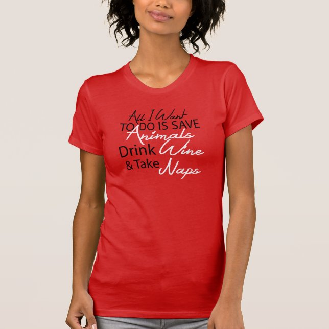 Drinkvin, sparadjur, tar ta sig en tupplur tee shirt (Framsida)