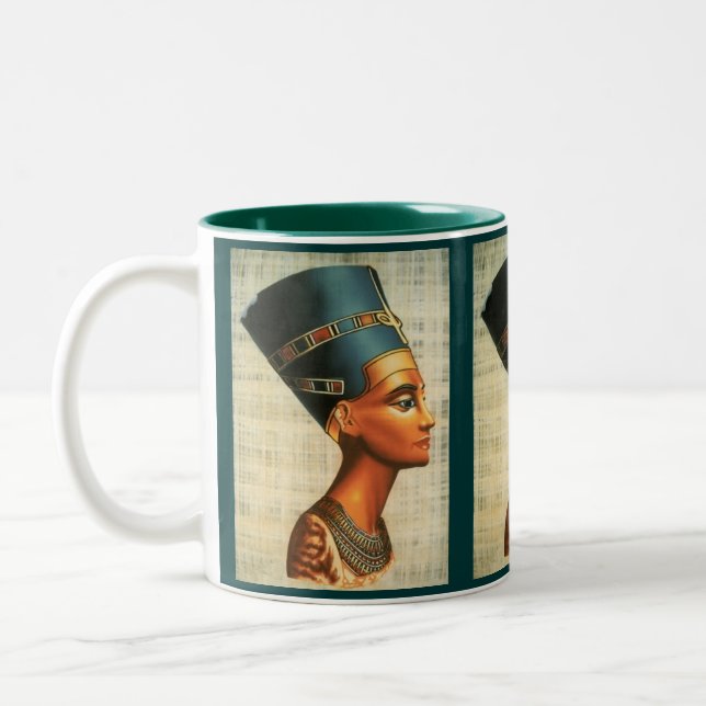 Drinkware för Egyptica Queen Nefertiti Ancient His Två-Tonad Mugg (Vänster)