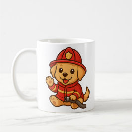 Drinkware för Mugg i Cute Firefighter Golden Retri