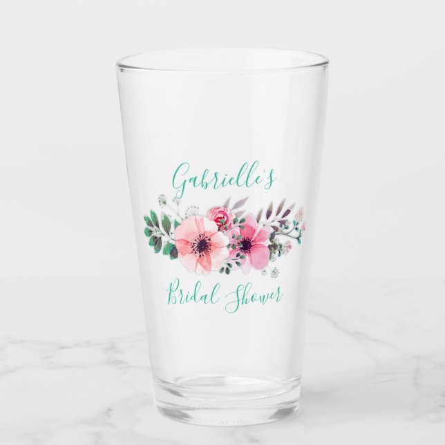 Drinkware-Personlig för Möhippa för rosa Blommigt Glaskopp (Framsida)