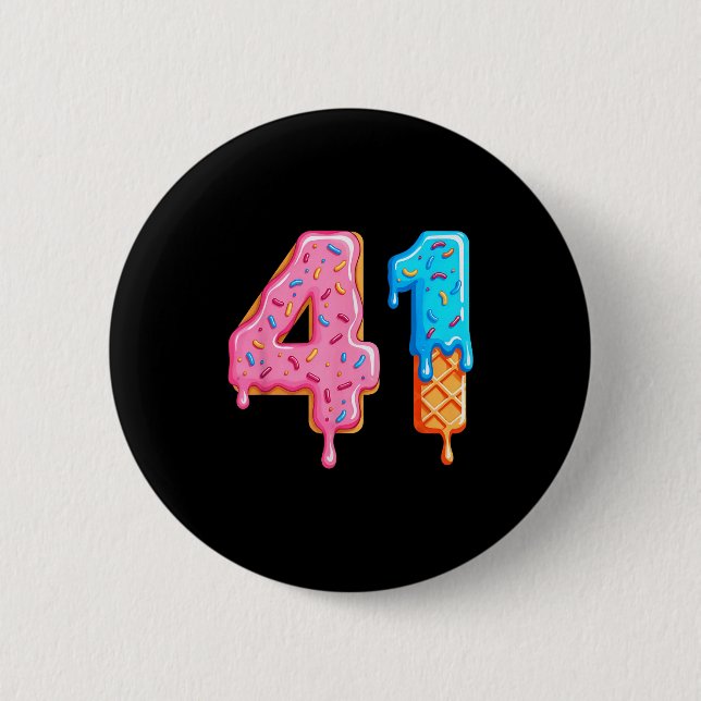 Drip 41 Meme Cool Baseball-stil Nummer Fyrtioett  Knapp (Framsida)