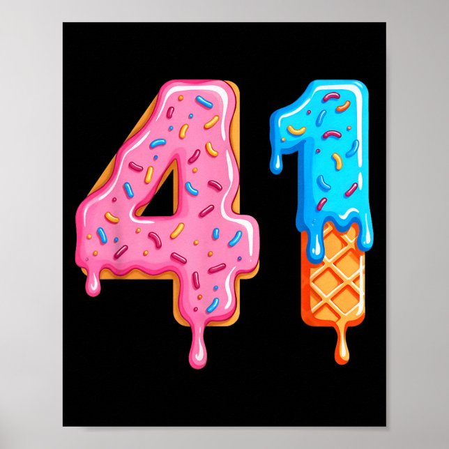 Drip 41 Meme Cool Baseball Style Number Forty One  Poster (Framsidan)
