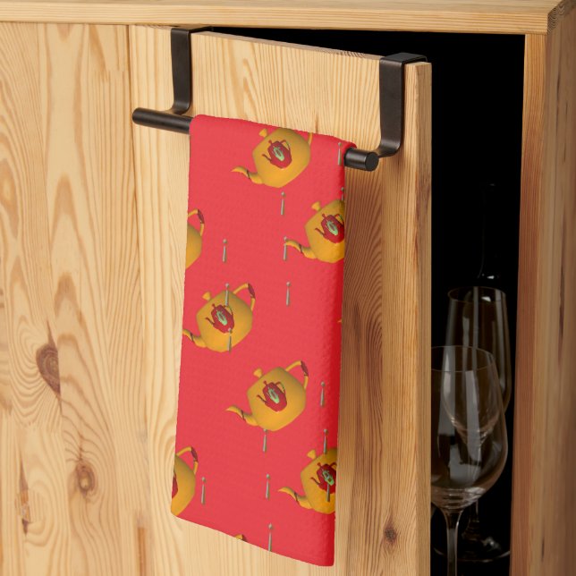 Drip Drip Dubbel Tekanna Röd Chef Bagare Kökshandduk (Thirds Fold)