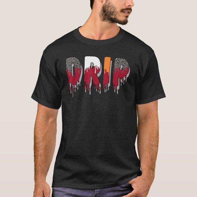Drip Dripping Retro Cardinal Red 3s Matching T Shirt (Framsida)