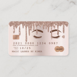 Drip-kort för -Rosa, Glitter , Kredit Visitkort