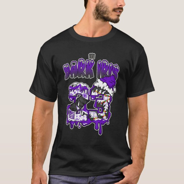 Drip Number 23 Noel Matching Dark Iris 3s Matching T Shirt (Framsida)