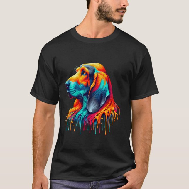 Drip Paint Art Coonhound Coon Hund T Shirt (Framsida)