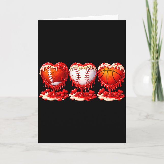 Drip Valentines Day Basketball Baseball Football B Kort (Framsida)