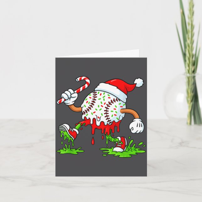 Dripng Ice Cream Baseball Santa Hat, Xmas Pajama K Kort (Framsida)