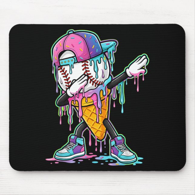 Drippande baseboll dripp pojkar glass dripp basebo musmatta (Framsidan)
