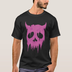 Drippande demon skalle i neon rosa t shirt