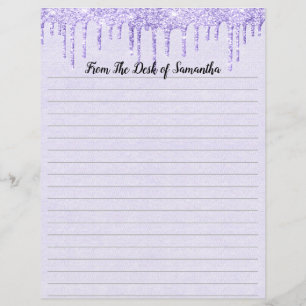 Drippande glitter lila kantad brevpapper