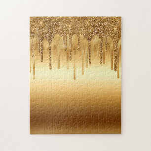 Drippande guld färg glitter accenter gnistrande pussel
