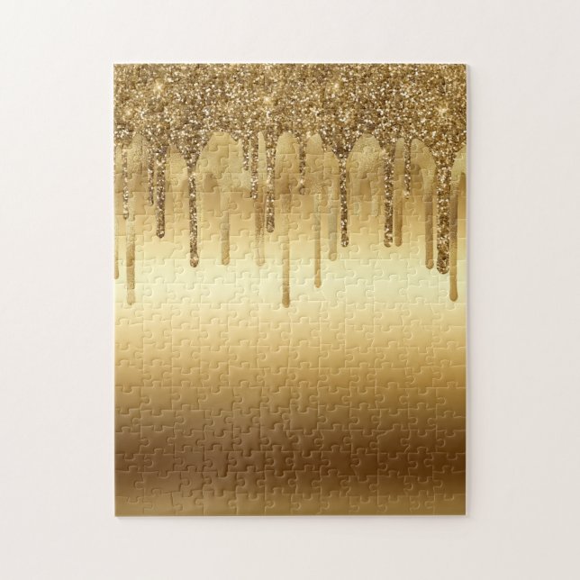 Drippande guld färg glitter accenter gnistrande pussel (Vertikal)