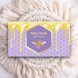 Drippande honung Lavendel Guld Honeycomb Honey Bee Visitkort