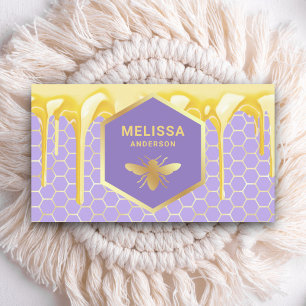 Drippande honung Lavendel Guld Honeycomb Honey Bee Visitkort