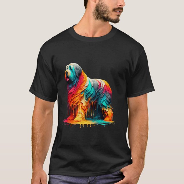Drippande konst Bouvier Des Flandern T Shirt (Framsida)