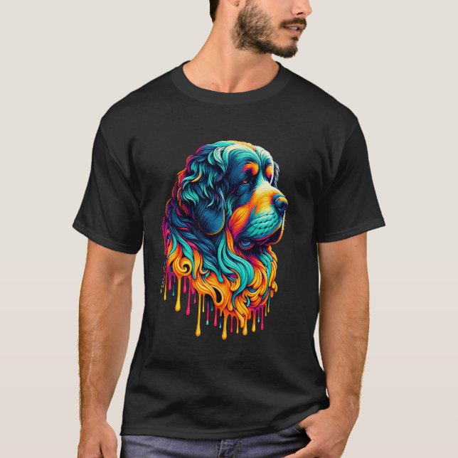 Drippande konst Stor Münsterländer Munsterland T Shirt (Framsida)