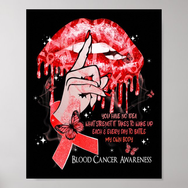 Drippande Läppar Fjärilar Kvinnor Blod Cancer Medv Poster (Framsidan)