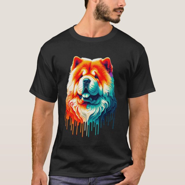 Drippande Målarfärg Konst Chow Chow T Shirt (Framsida)