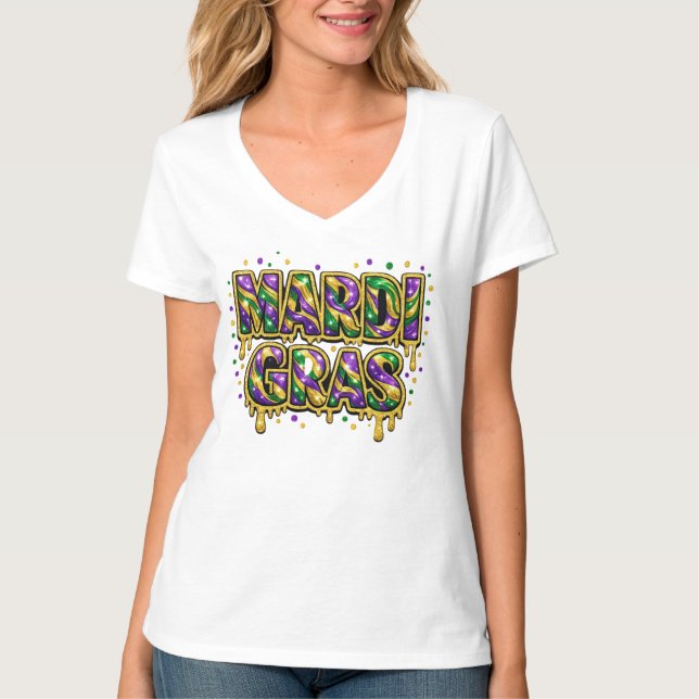 Drippande Mardi Gras T-Shirt – Festiv Karnevalsklä (Framsida)