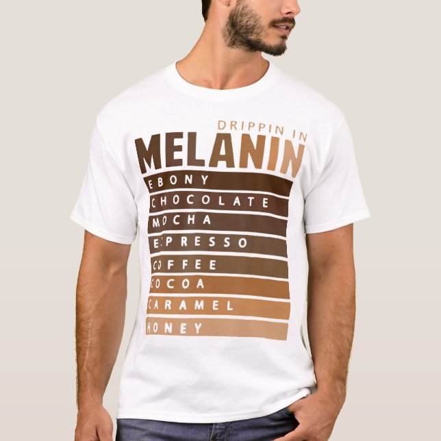 Drippin i Melanin African American Queen Kung Bla T Shirt (Framsida)