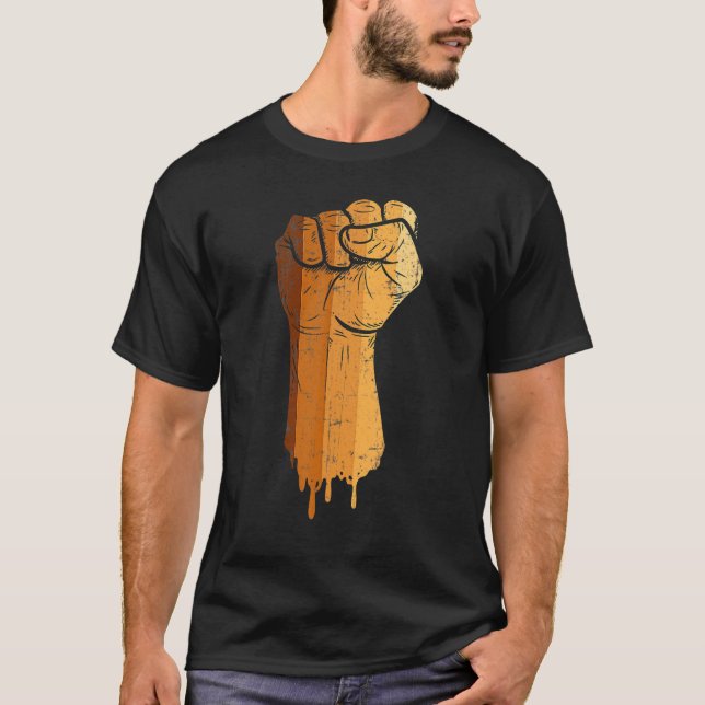 Drippin Melanin Black Fist African American Histor T Shirt (Framsida)