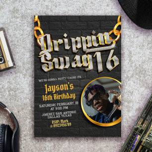 Drippin Swag 16 med foto Inbjudningar