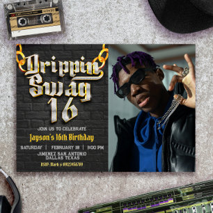 Drippin Swag 16 med liggande foto Inbjudningar