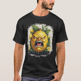 Dripping Angry Lemon with Bold Leaves T Shirt