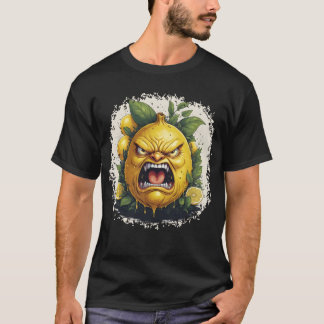 Dripping Angry Lemon with Bold Leaves T Shirt