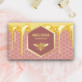 Dripping Honey Dammig Rosa Guld Bikupa Honungsbi Visitkort