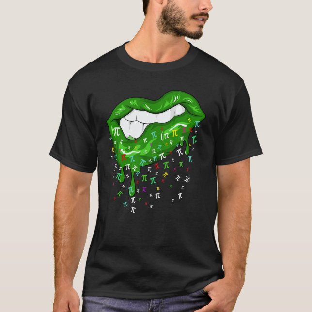 Dripping Lips With Pi Symbols St Patricks Day Pi D T Shirt (Framsida)
