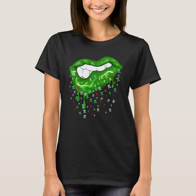 Dripping Lips With Pi Symbols St Patricks Day Pi D T Shirt (Framsida)