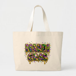 Dripping Mardi Gras Tote Bag – Festive Carnival Pa Jumbo Tygkasse