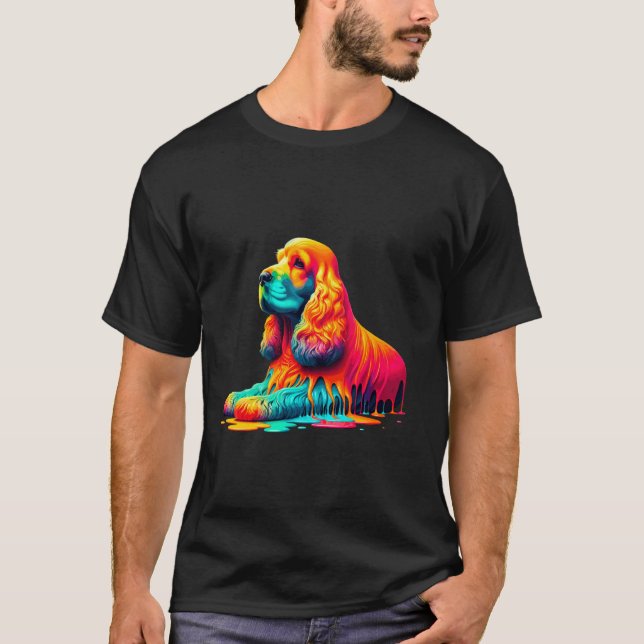 Dripping Paint Art Engelsk Cocker Spaniel Spaniels T Shirt (Framsida)
