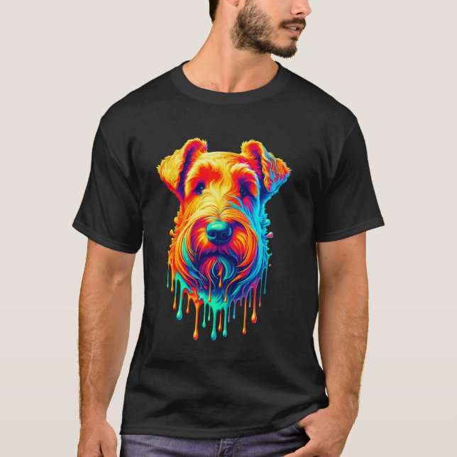 Dripping Paint Art Irländsk Terrier T Shirt (Framsida)