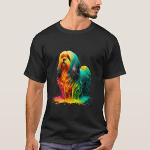 Dripping Paint Art Lhasa Apso T Shirt