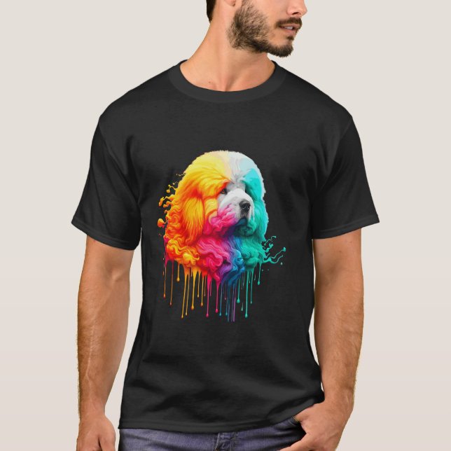 Dripping Paint Art Puli Hund T Shirt (Framsida)