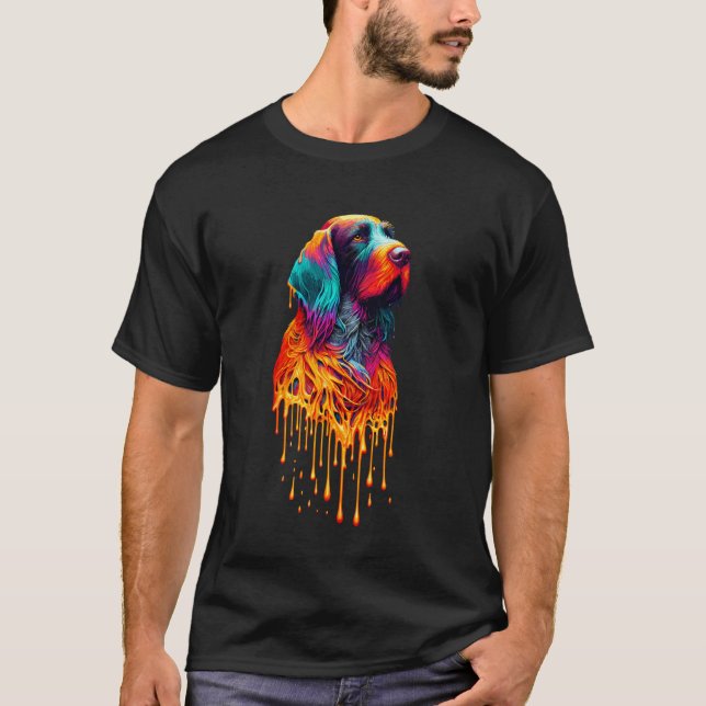 Dripping Paint Art Tysk Strävhårig Pointer T Shirt (Framsida)