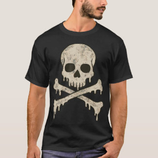 Dripping Skull Crossbones Skeleton Jolly Roger Fla T Shirt