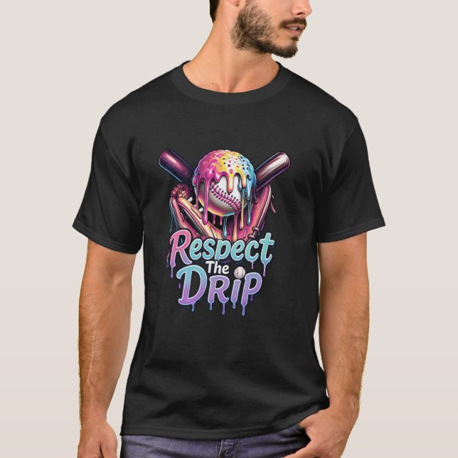 Dripping Softball Sports Drip Drippy Ice Cream Sof T Shirt (Framsida)
