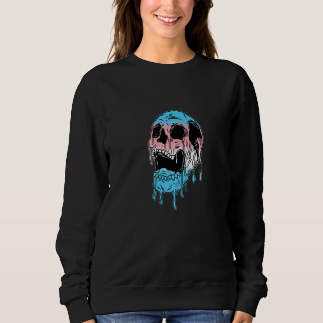 Dripping Trans Pride Skull Transgender LGBT Premiu T Shirt (Framsida)