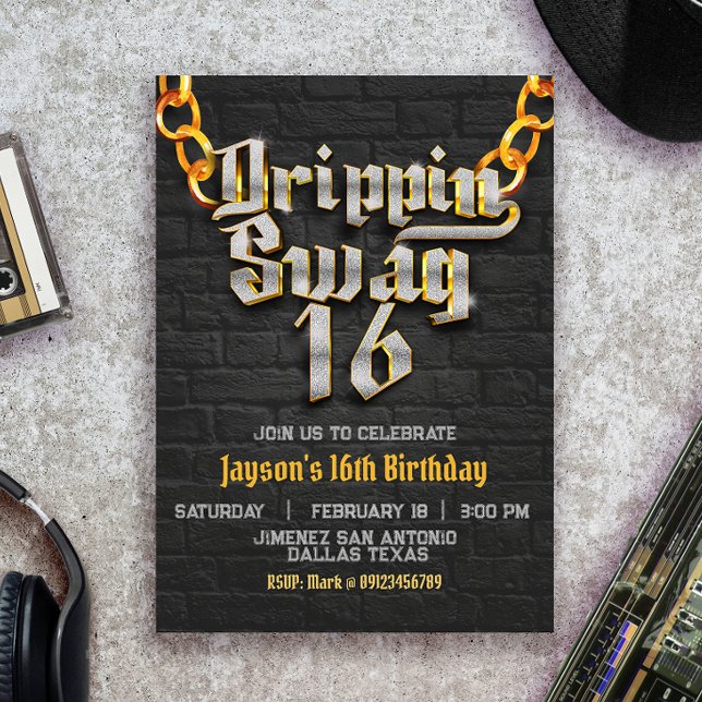 Drippinsvag 16 - Hip hop Inbjudningar (Skapare uppladdad)