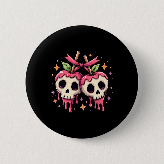 Drippy Skull Candy Apples Kawaii Halloween Couple Knapp (Framsida)