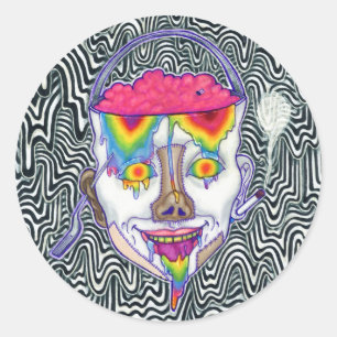 "Drippy Trippy Buckethead" Stickers Pack om 6 Runt Klistermärke