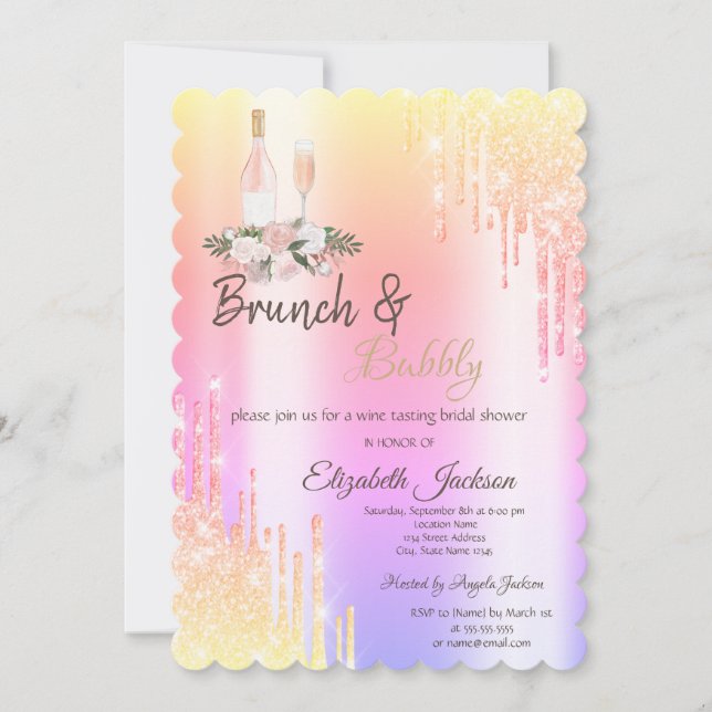Drips Brunch & Bubbly Ombre Bröllopsdusch Inbjudningar (Framsida)