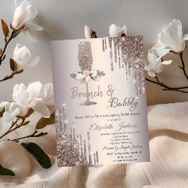 Drips Brunch & Bubbly Rose Gold Bröllopsdusch Inbjudningar