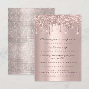 Drips Rose Guld Bröllopsdusch Sweet 16th Inbjudningar