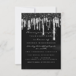 Drips Silver Black Möhippa Sweet 16:e Bröllop Inbjudningar